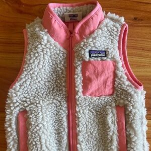 PATAGONIA NWT Toddler Retro-X® Fleece Vest 12-18 mo Natural w/Sparkle Pink